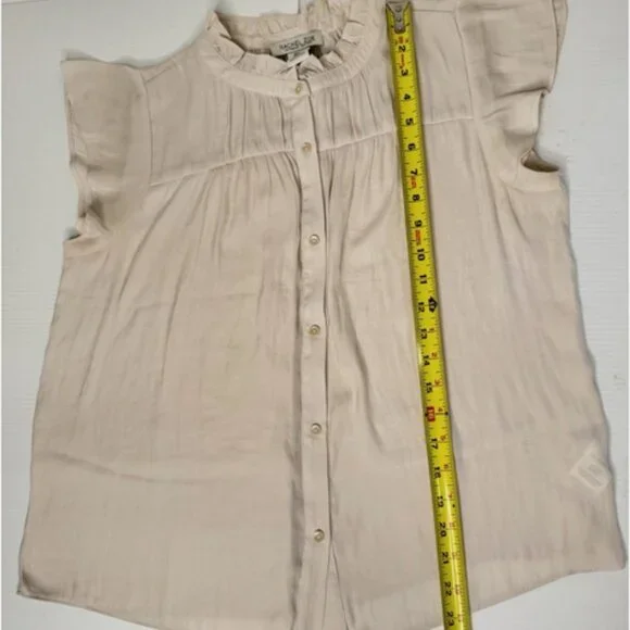 Rachel Zoe Cream Ruffle Mock Neck Blouse | Small - Picture 9 of 9